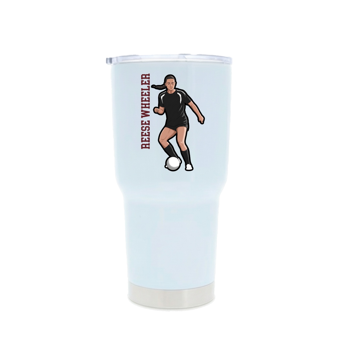 30oz Stainless Steel Tumbler — Name Vertical in White