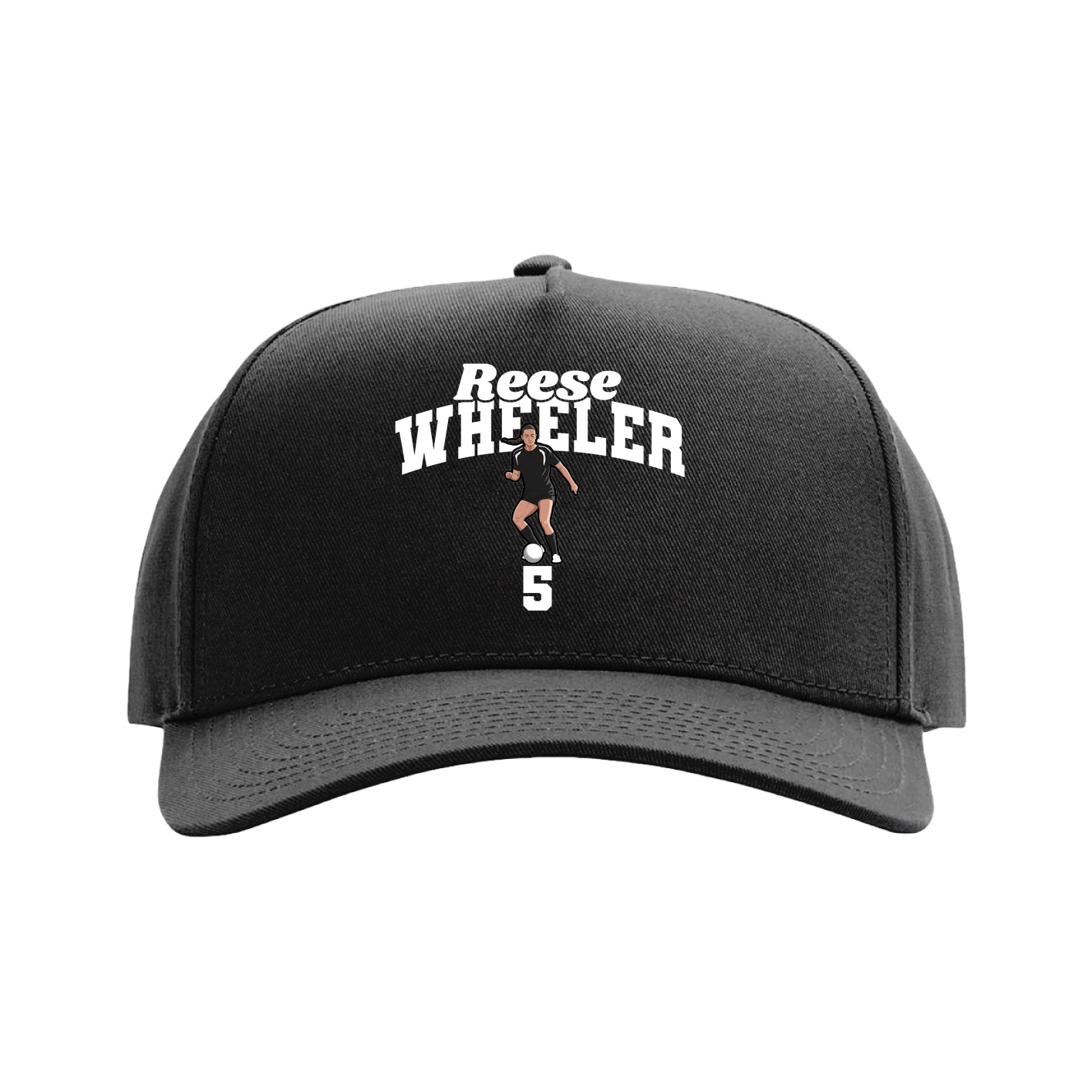 Full Fabric Five-Panel Champ Cap — Signature Arch in Black