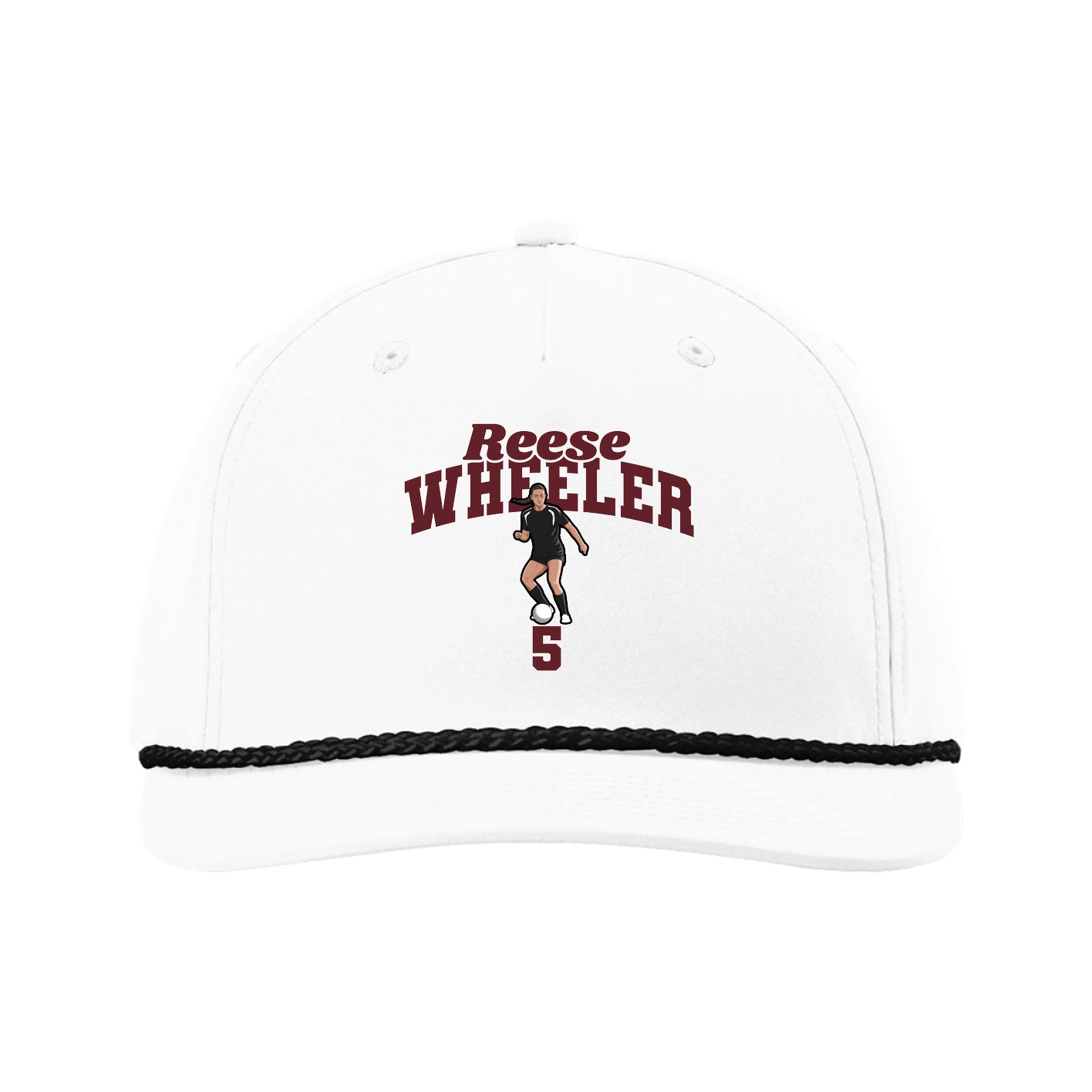 Five-Panel Classic Rope Cap — Signature Arch in White