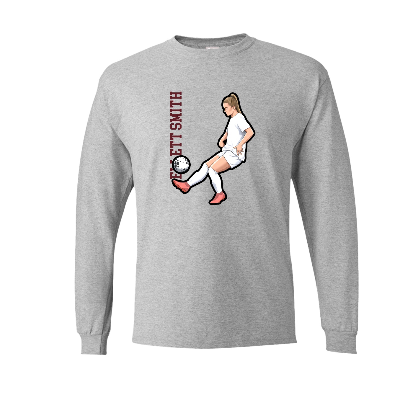 Long Sleeve Tee — Name Vertical in Grey