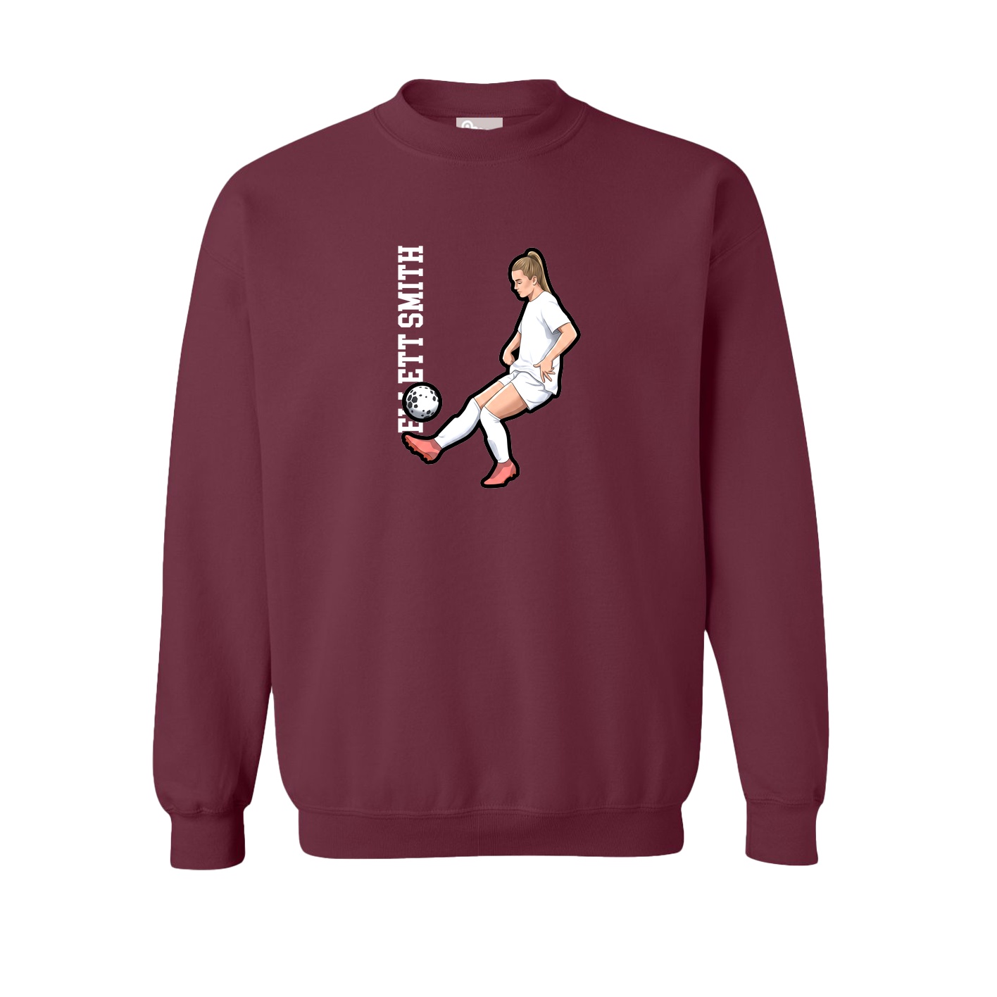 Fleece Crew — Name Vertical in Maroon