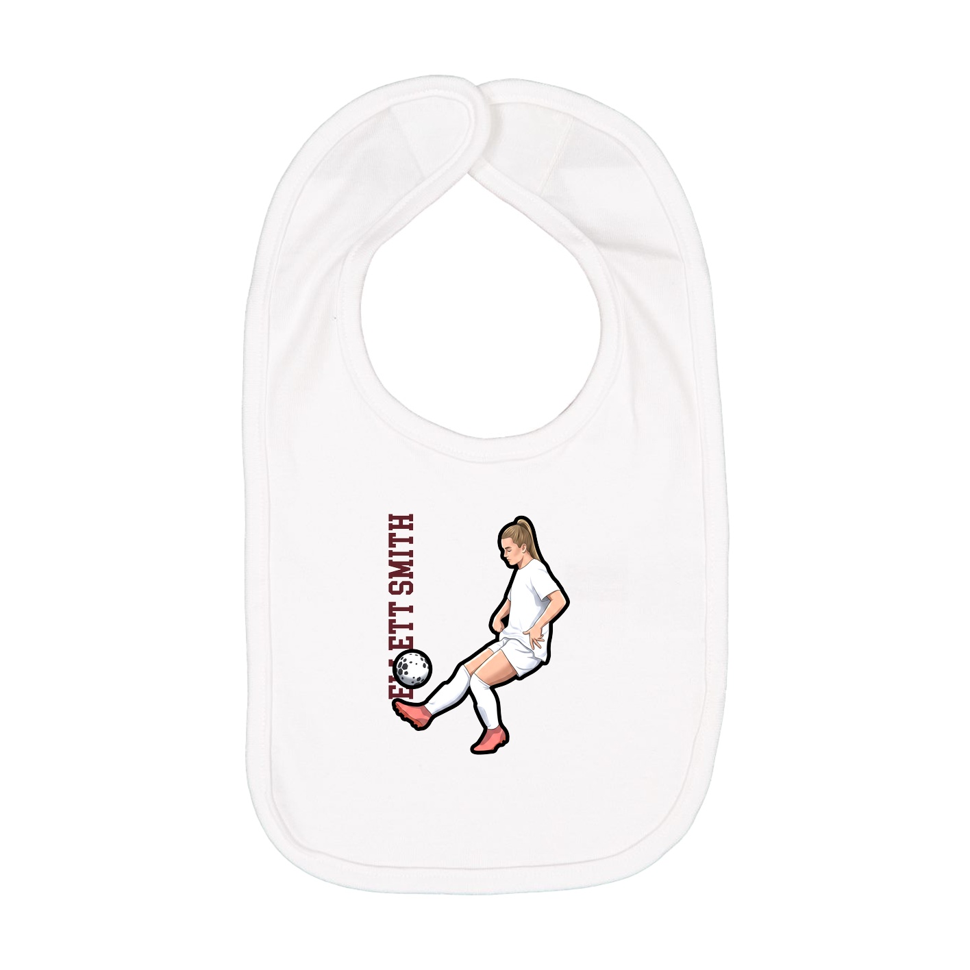 Infant Bib — Name Vertical in White