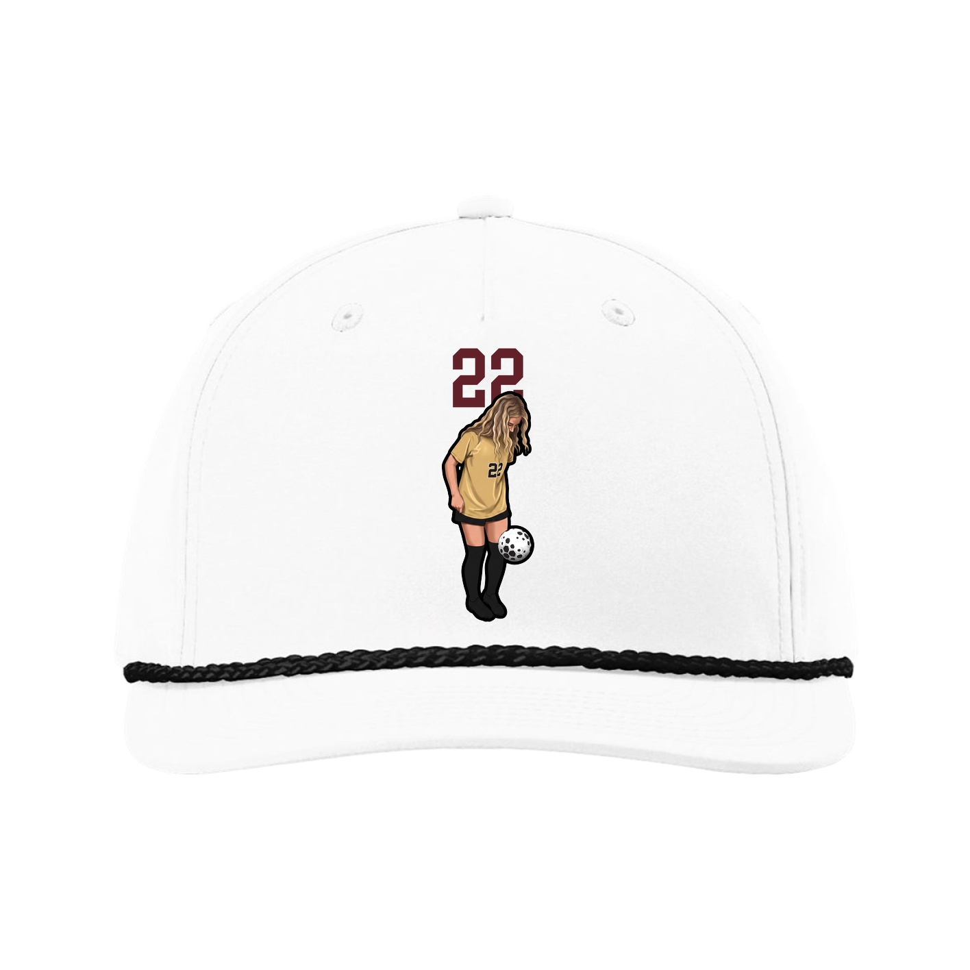 Five-Panel Classic Rope Cap — Number Top in White