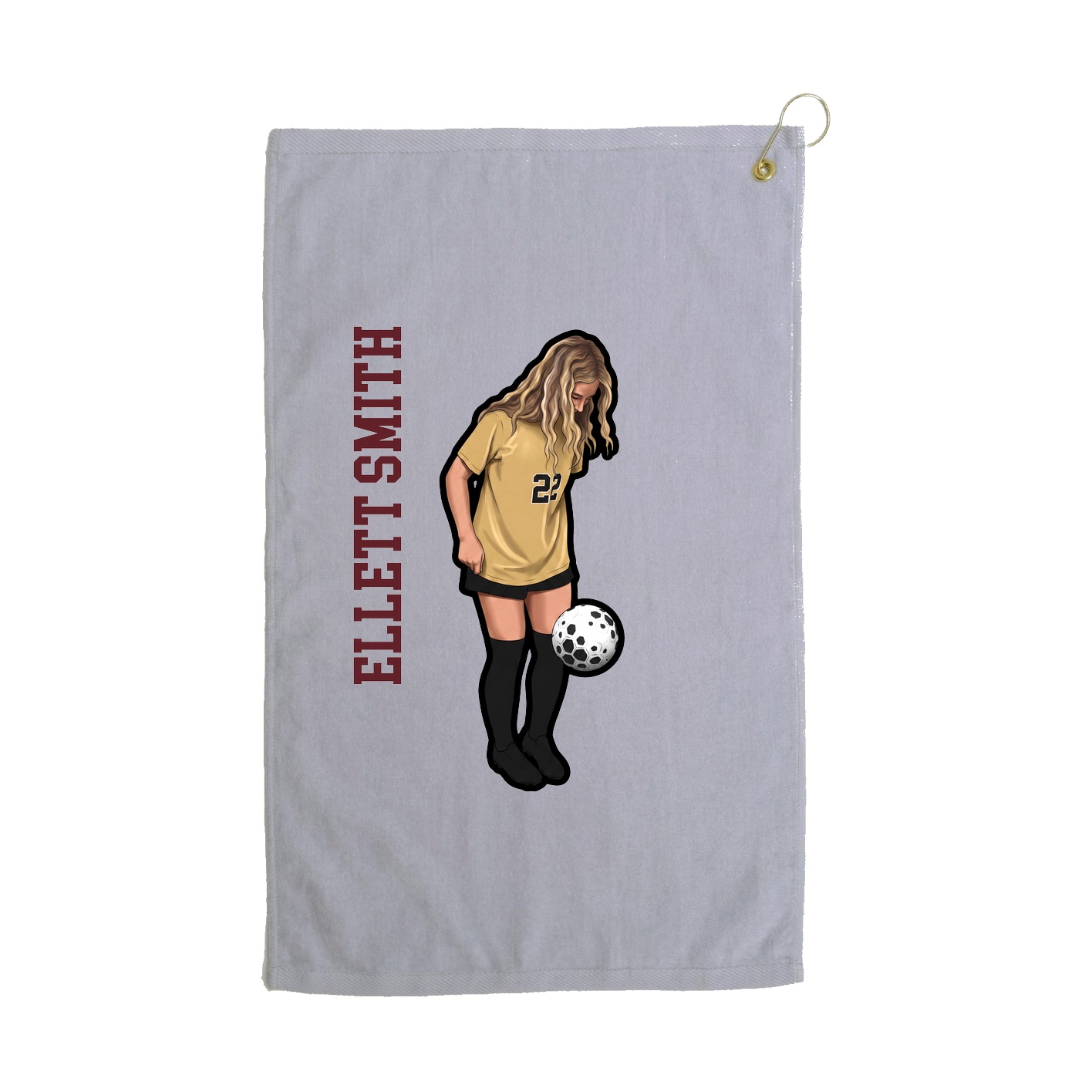 Golf Towel — Name Vertical in Grey