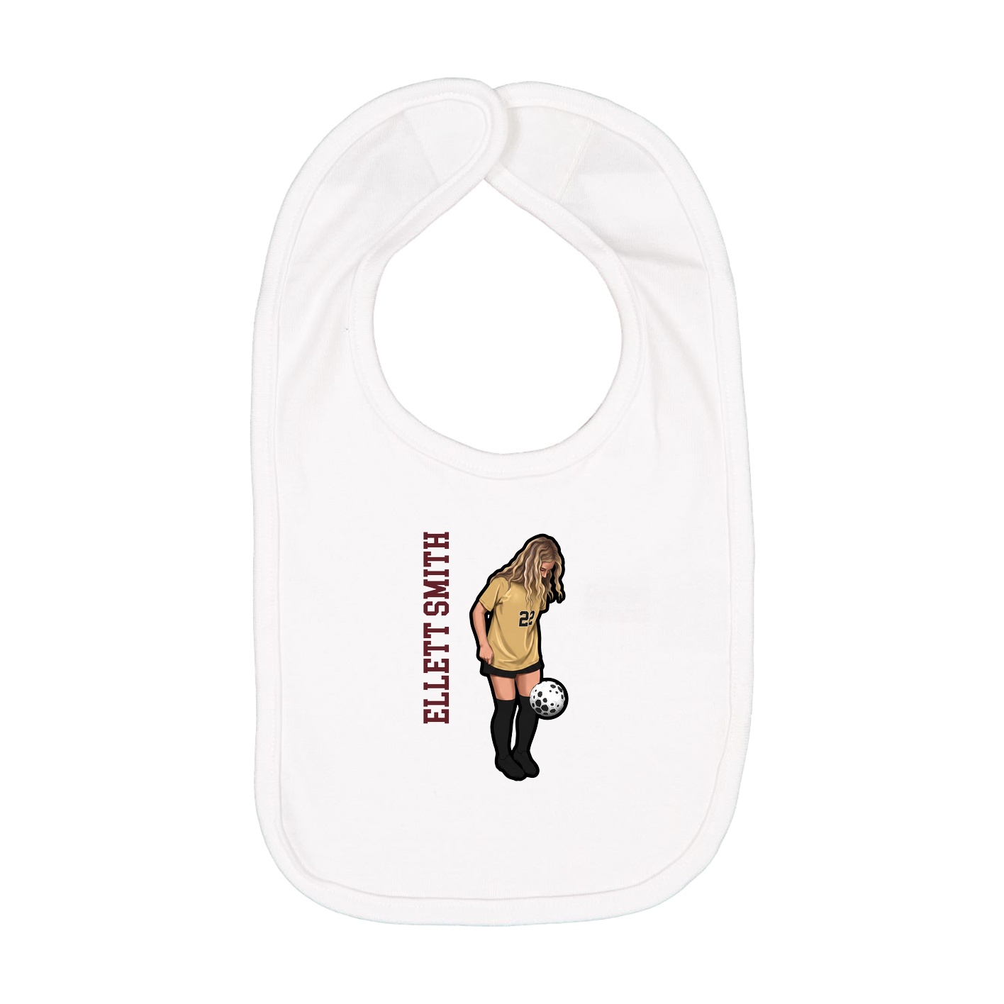 Infant Bib — Name Vertical in White