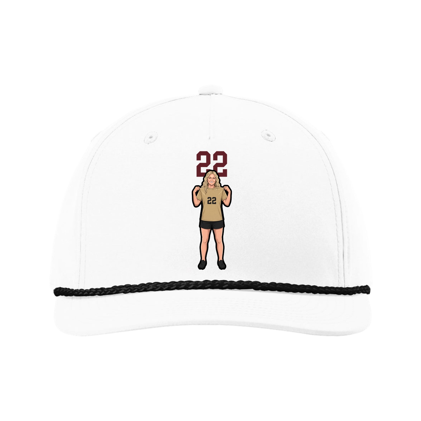 Five-Panel Classic Rope Cap — Number Top in White