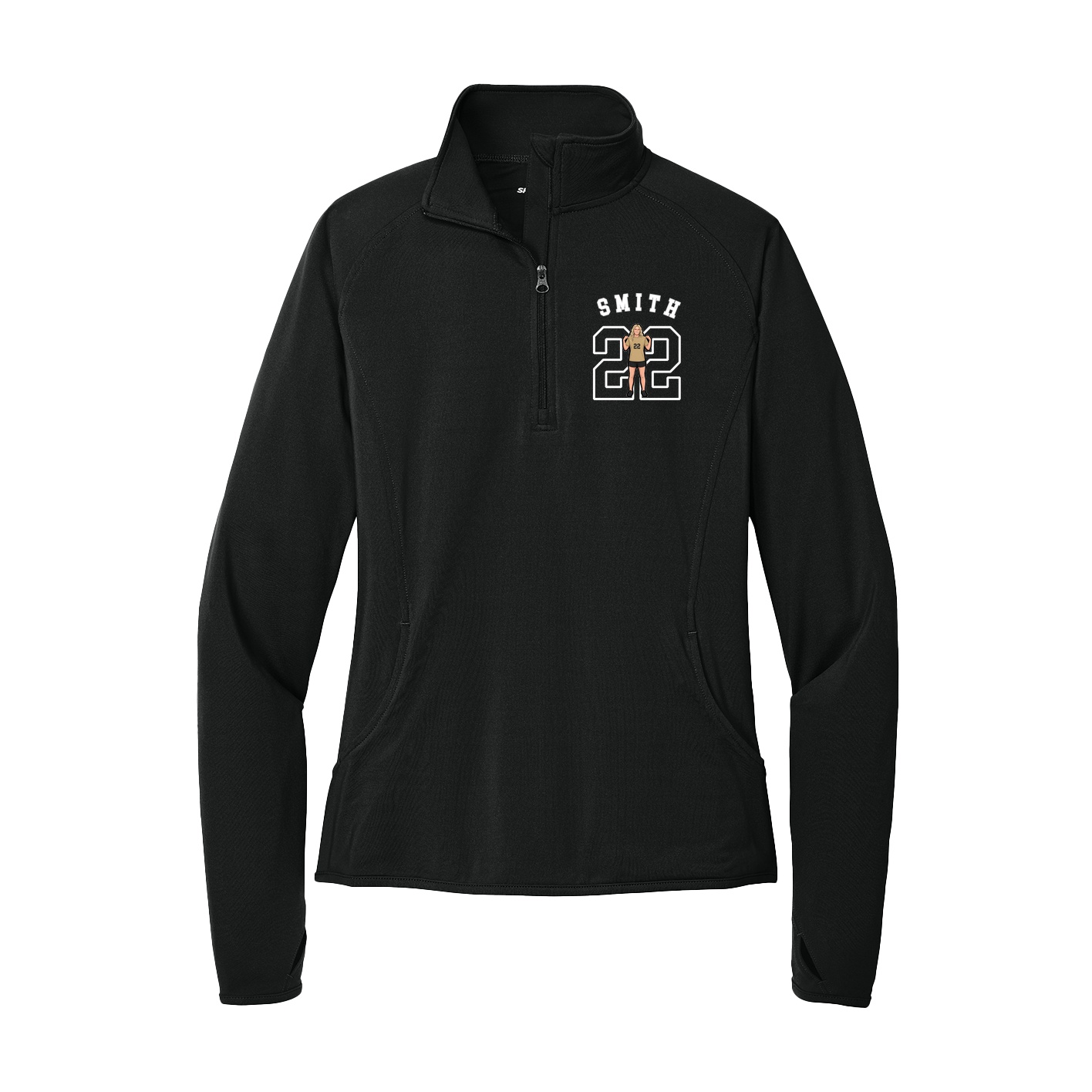 Women's Q-Zip Pullover — Shirsey Arch in Black