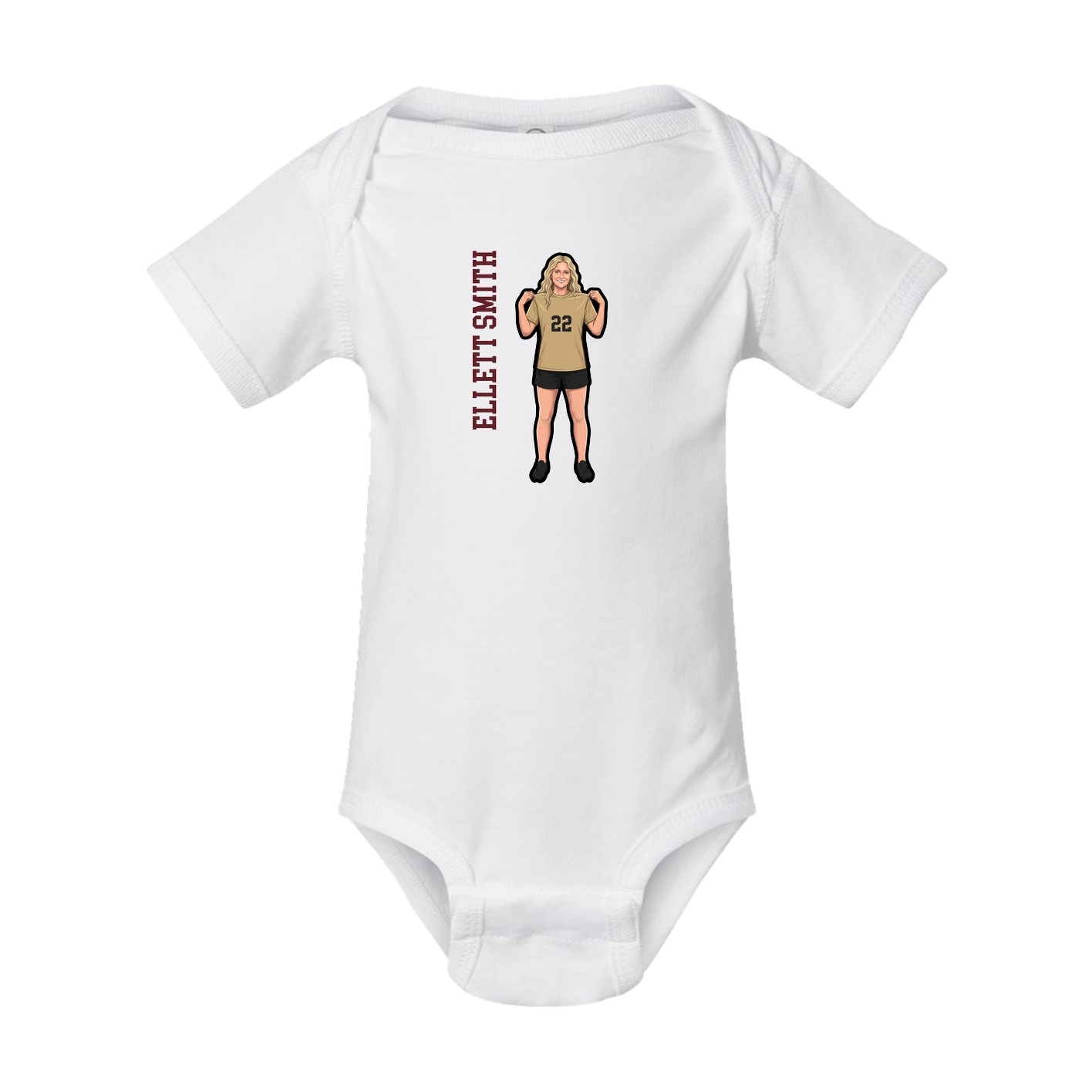 Baby Onesie — Name Vertical in White