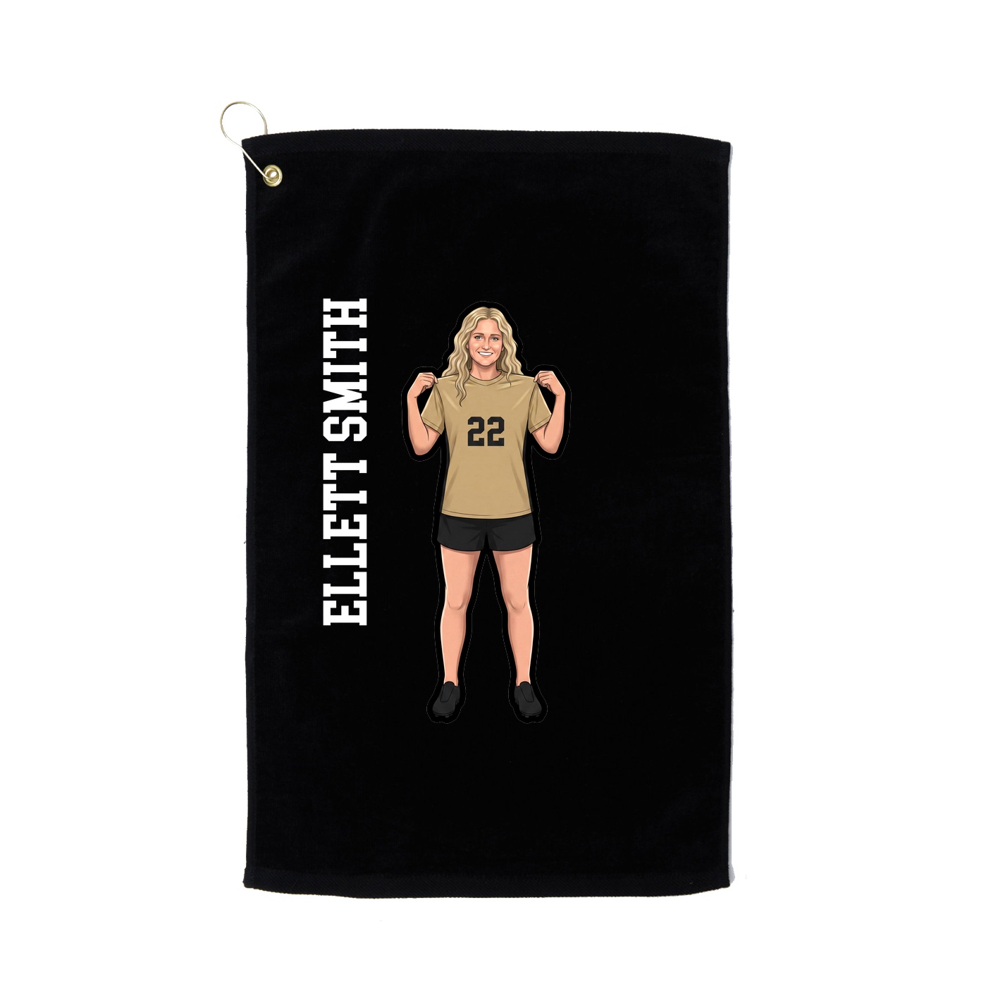 Golf Towel — Name Vertical in Black