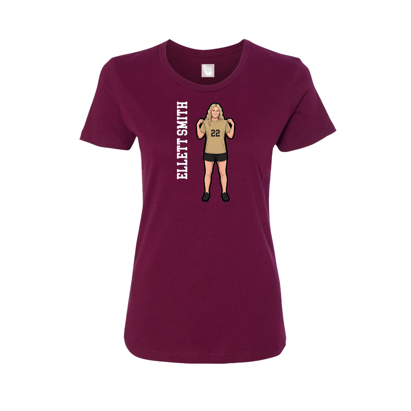 Fitted Women's Tee — Name Vertical in Maroon