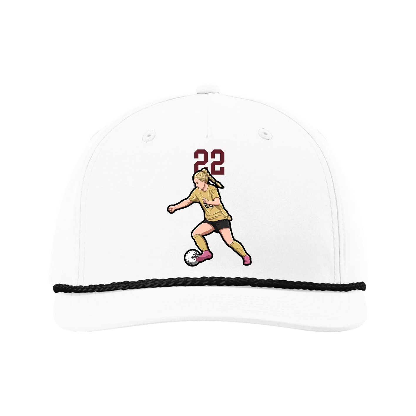 Five-Panel Classic Rope Cap — Number Top in White