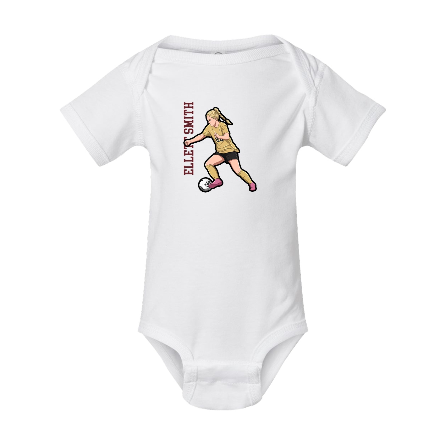 Baby Onesie — Name Vertical in White