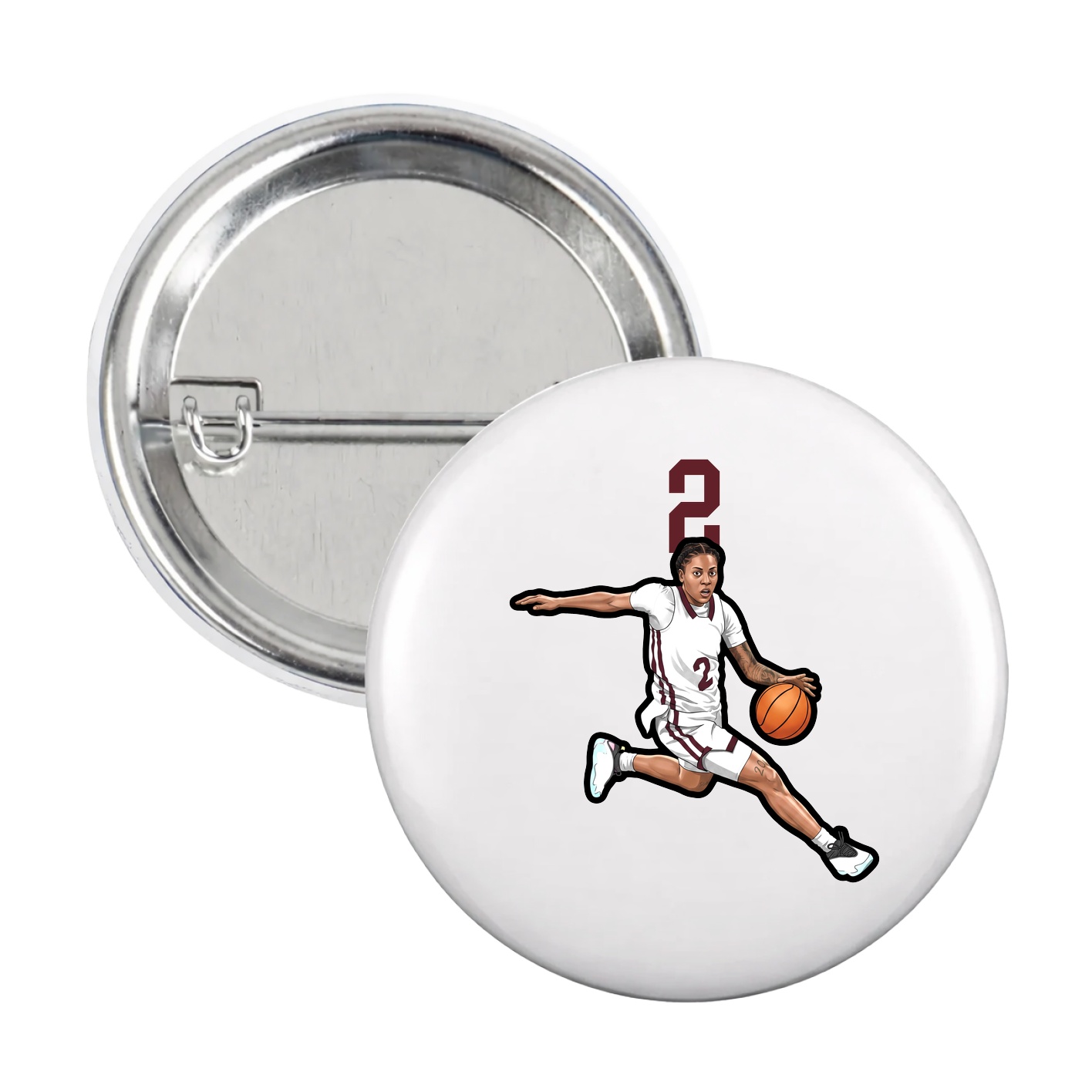 Game Day Button — Number Top in White