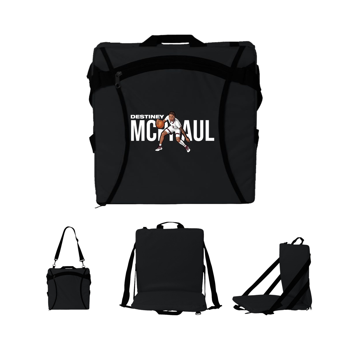 Folding Stadium Seat — Player Name in Black