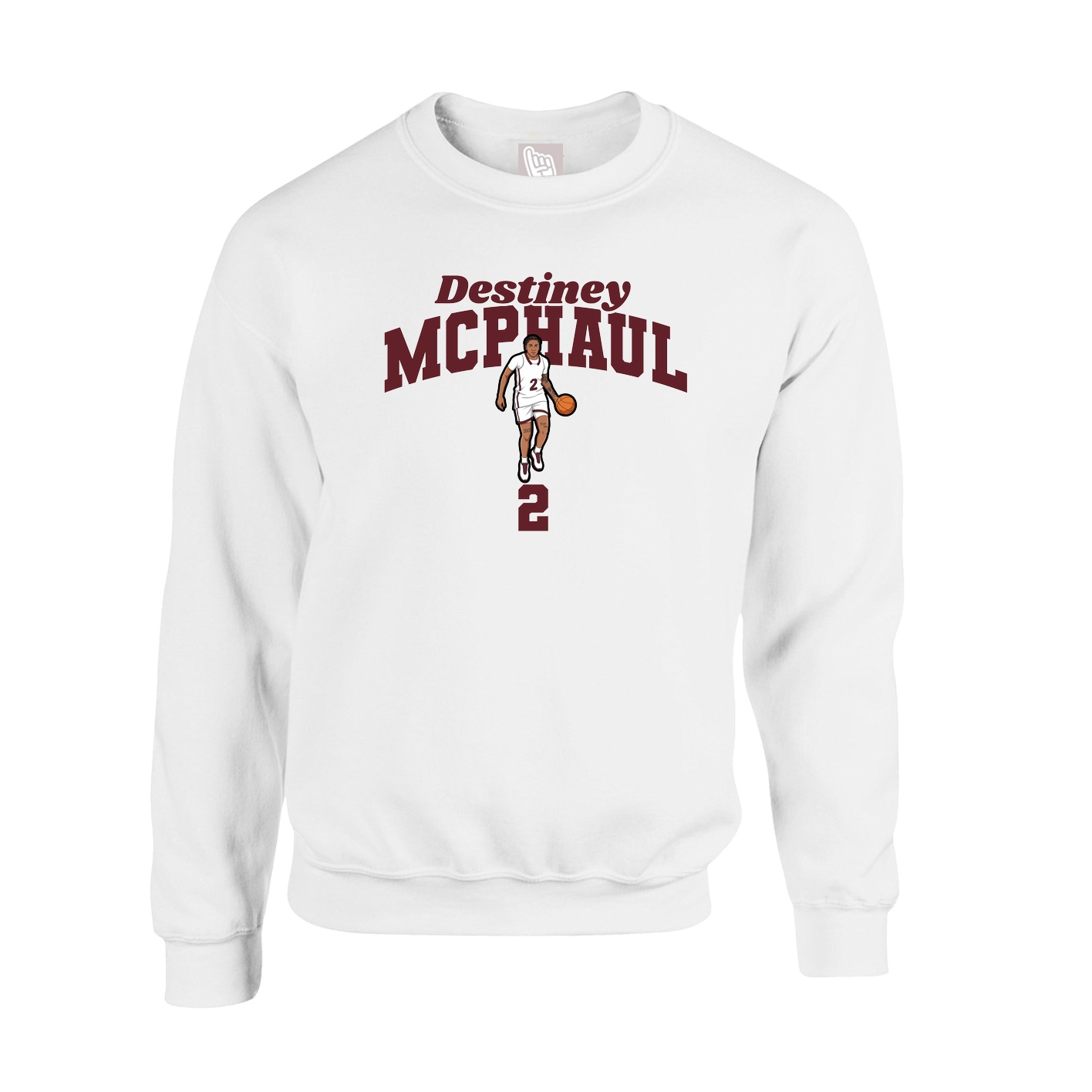Fleece Crew — Signature Arch in White