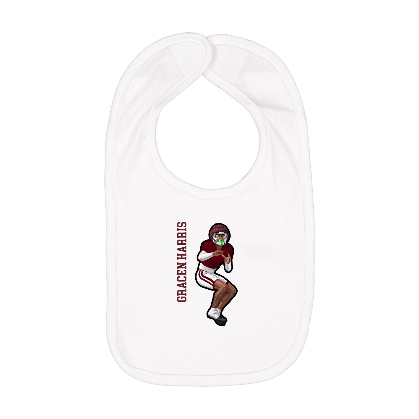 Infant Bib — Name Vertical in White