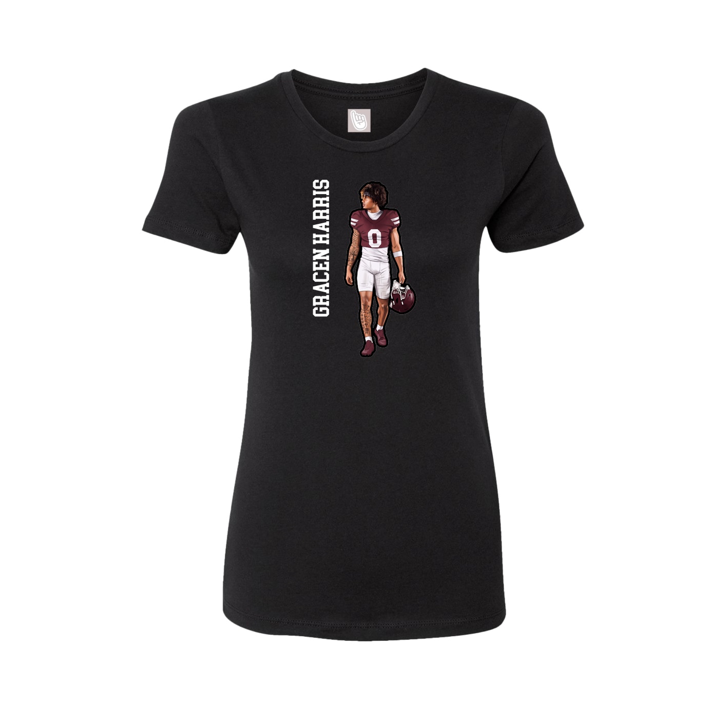 Fitted Women's Tee — Name Vertical in Black