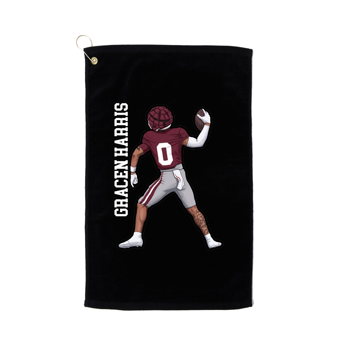 Golf Towel — Name Vertical in Black
