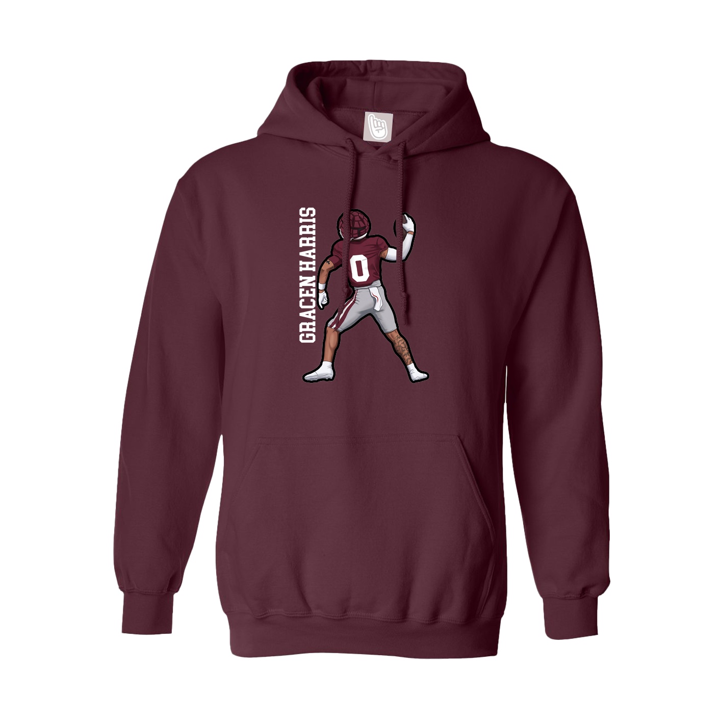 Hoodie — Name Vertical in Maroon