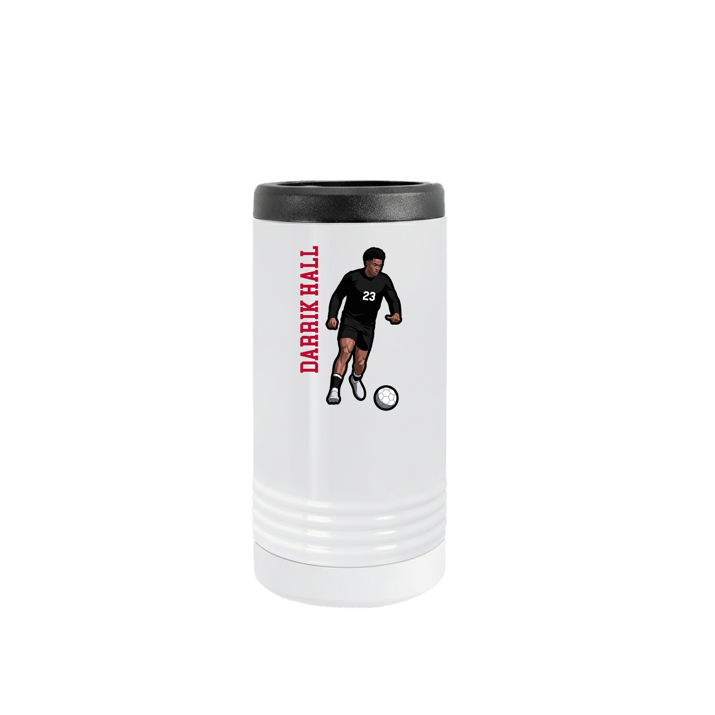 Slim Beverage Holder — Name Vertical in White