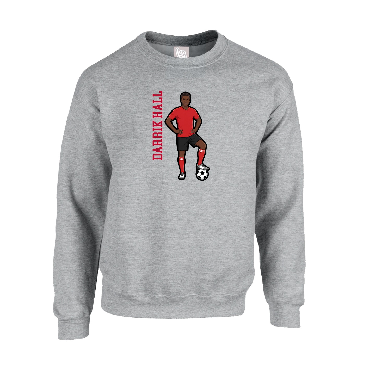 Fleece Crew — Name Vertical in Grey