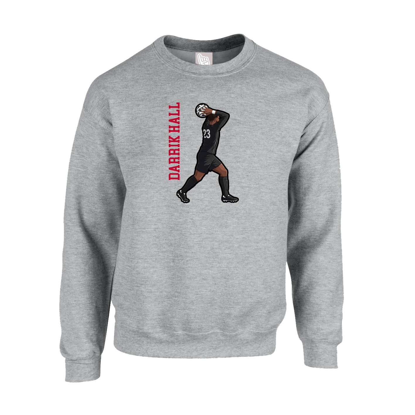 Fleece Crew — Name Vertical in Grey
