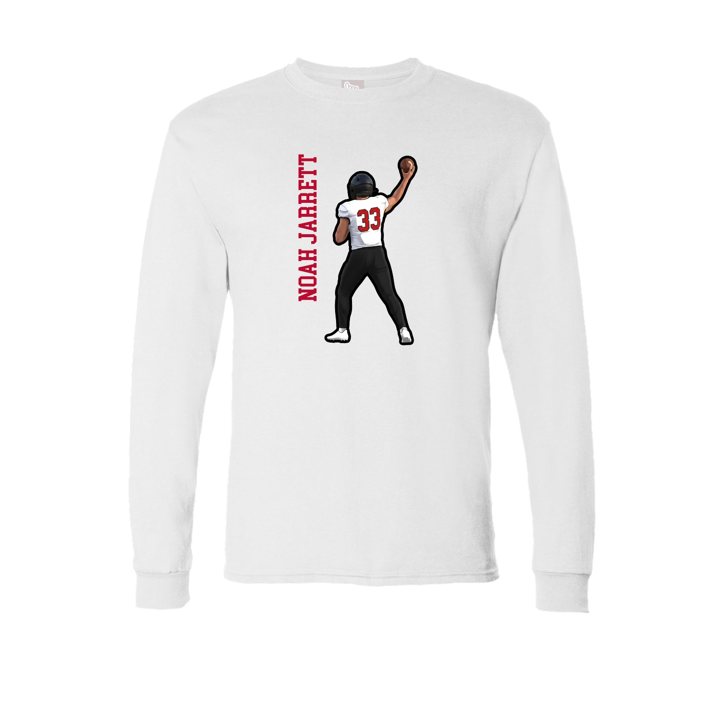 Long Sleeve Tee — Name Vertical in White