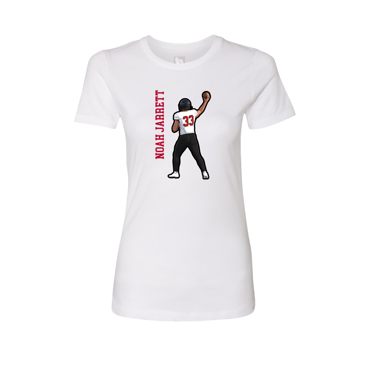 Fitted Women's Tee — Name Vertical in White