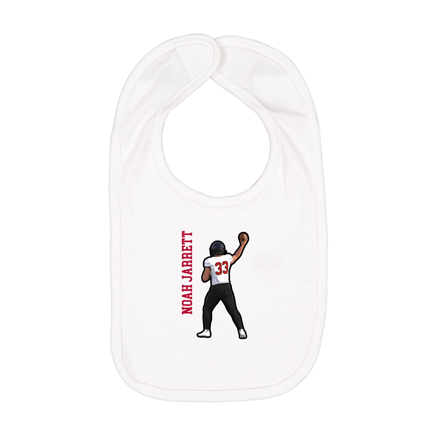 Infant Bib — Name Vertical in White