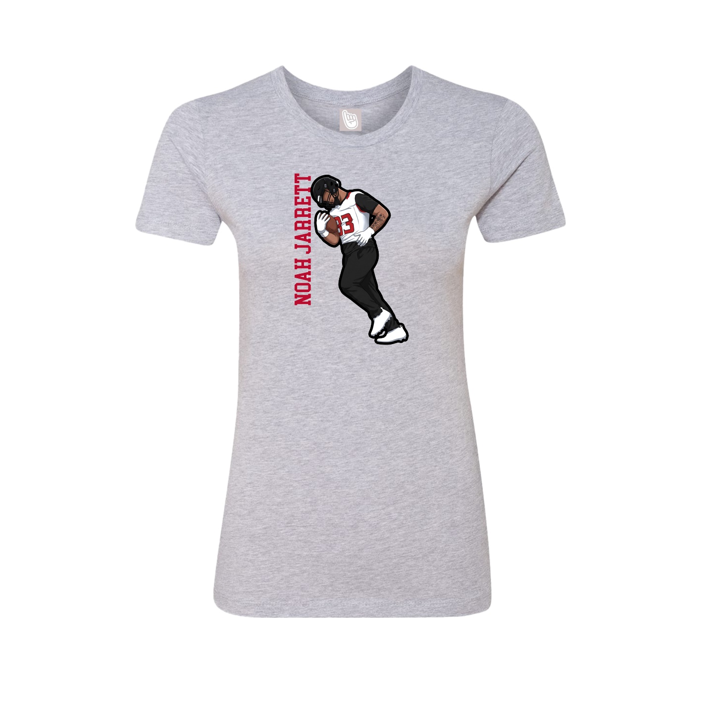 Fitted Women's Tee — Name Vertical in Grey