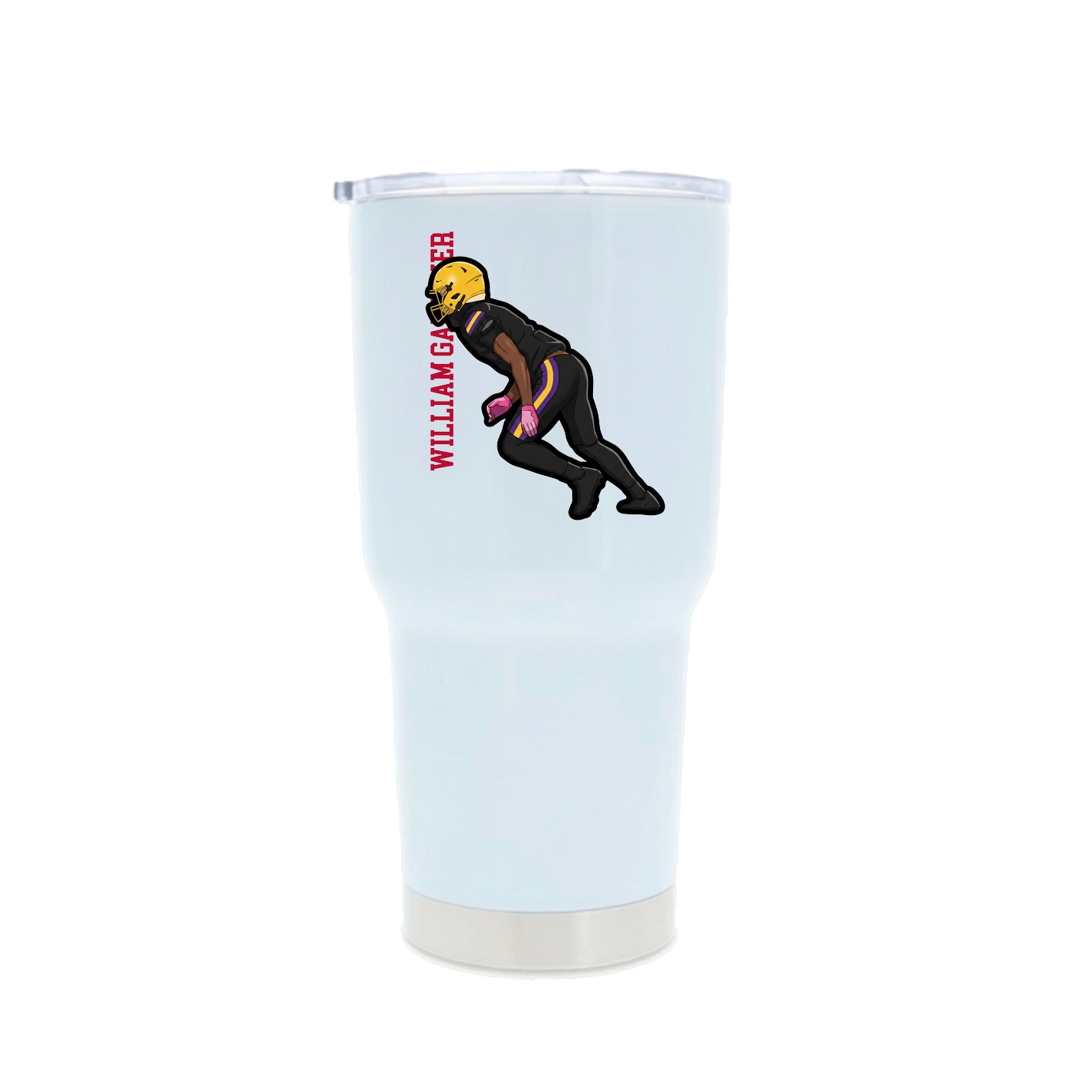 30oz Stainless Steel Tumbler — Name Vertical in White
