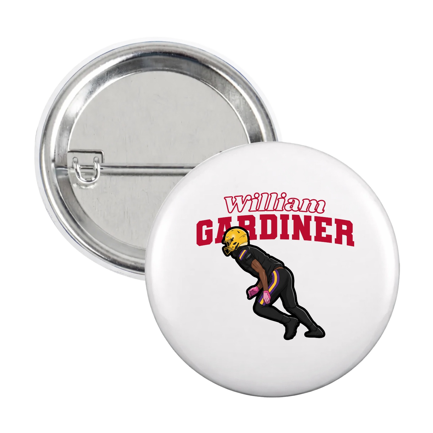 Game Day Button — Name Arch in White