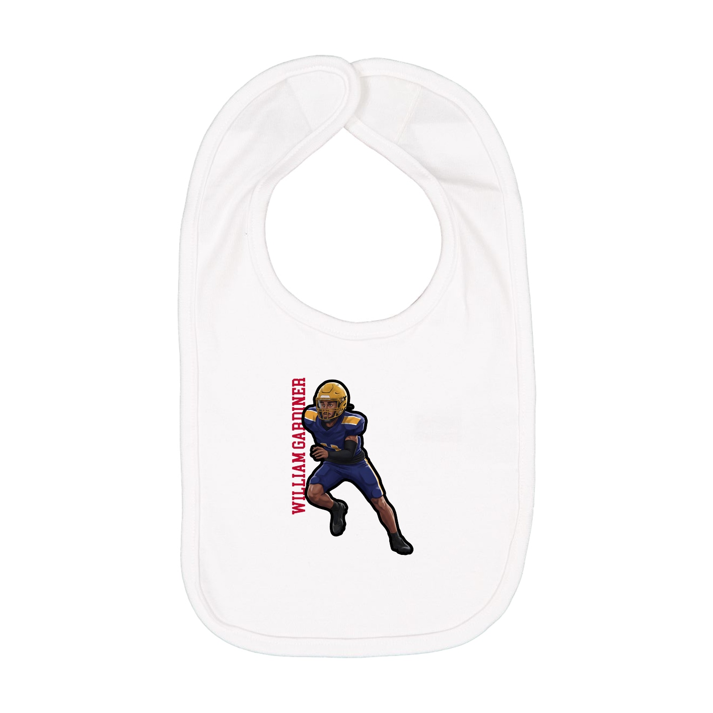Infant Bib — Name Vertical in White