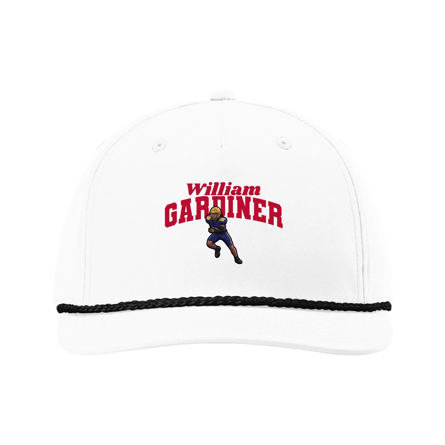 Five-Panel Classic Rope Cap — Signature Arch in White