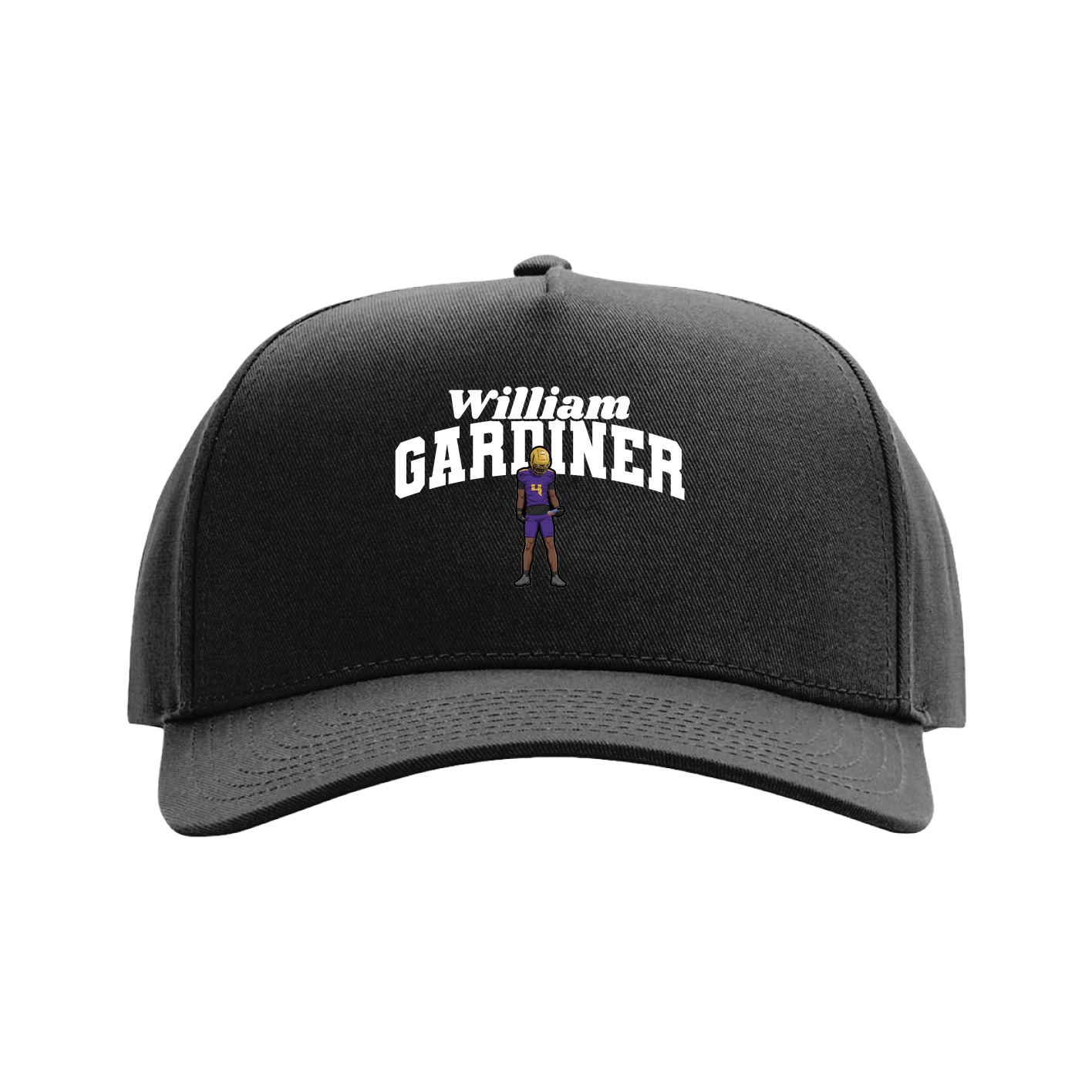 Full Fabric Five-Panel Champ Cap — Signature Arch in Black