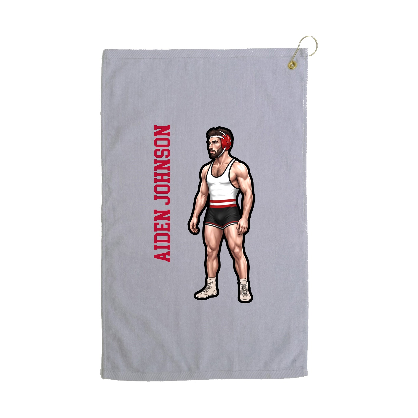 Golf Towel — Name Vertical in Grey
