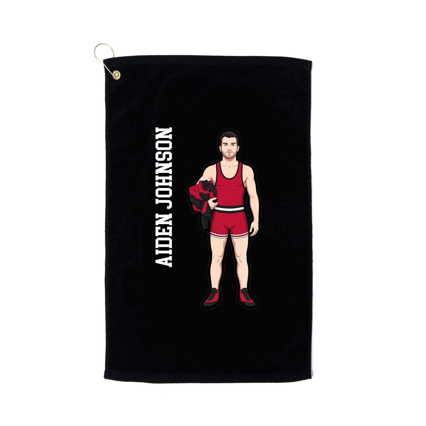 Golf Towel — Name Vertical in Black