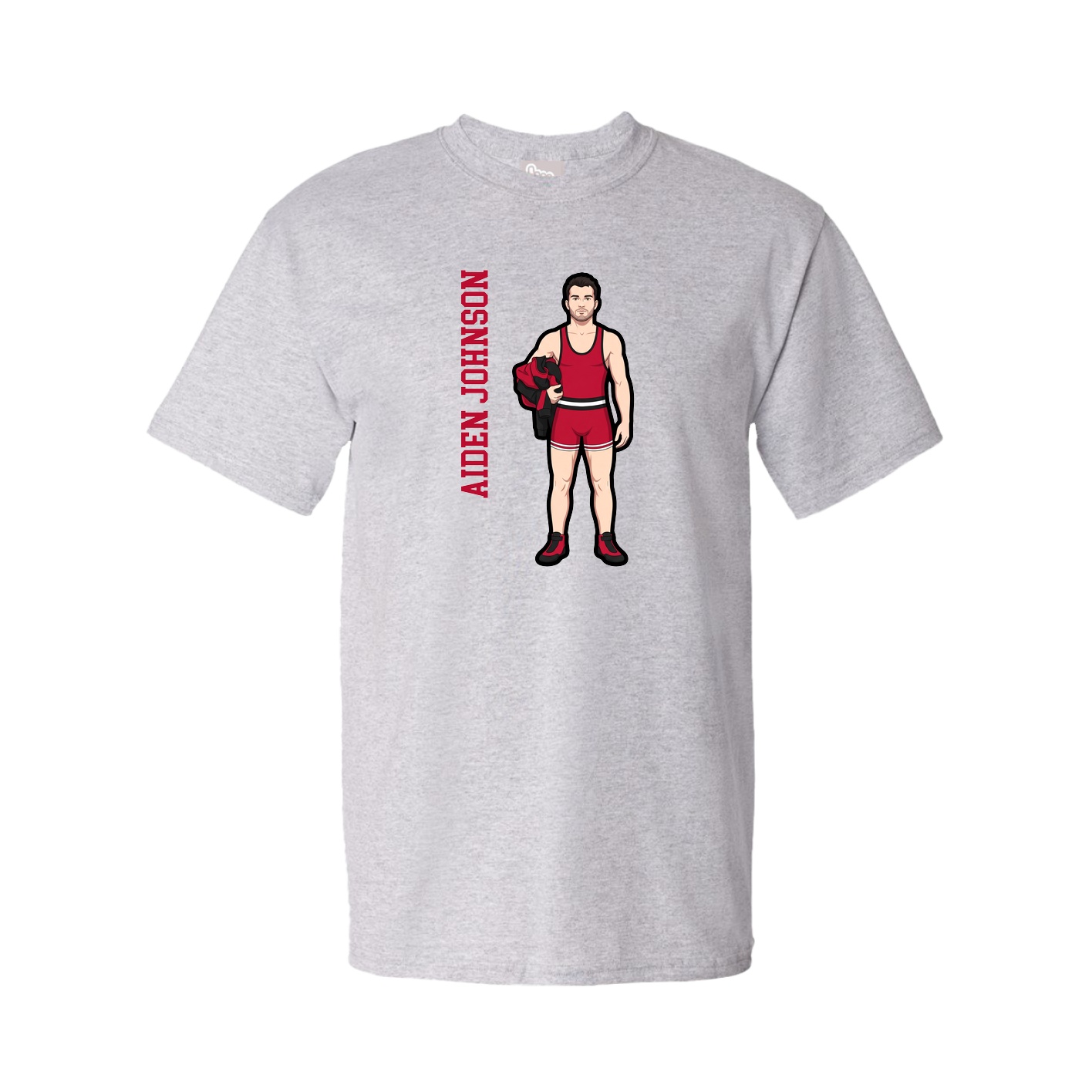 Youth Tee — Name Vertical in Grey