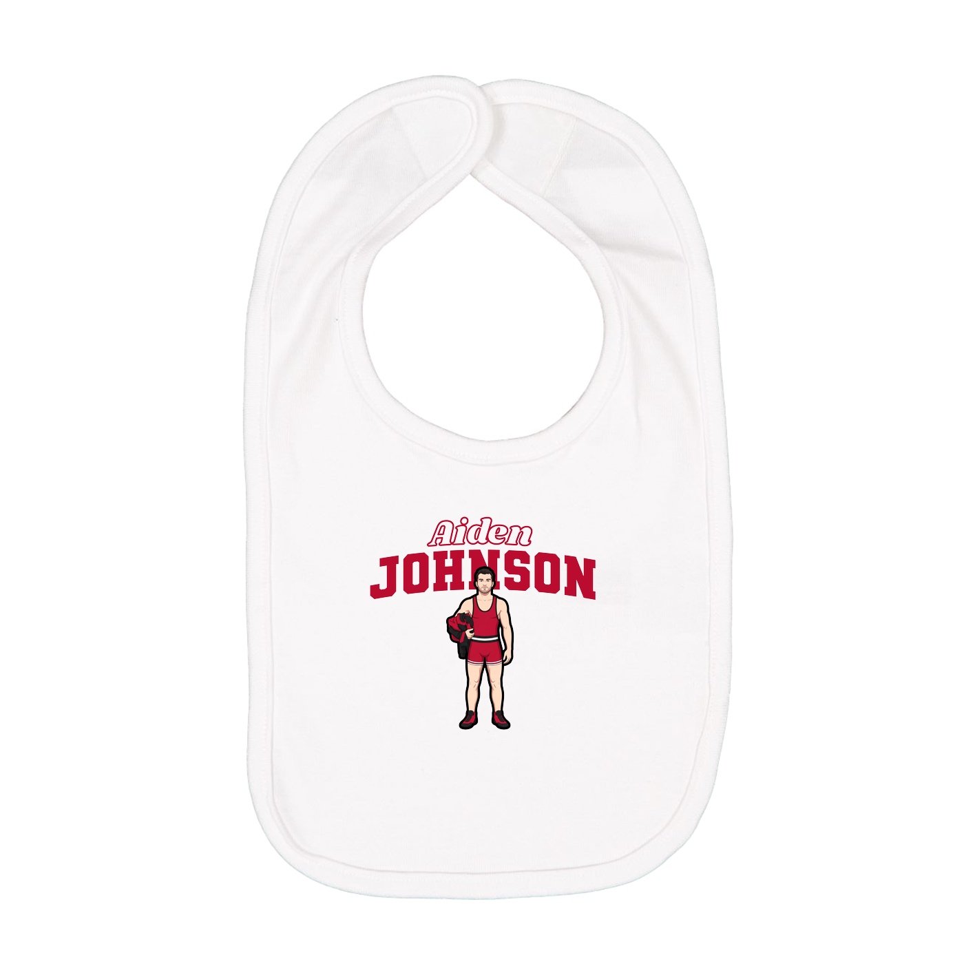 Infant Bib — Name Arch in White