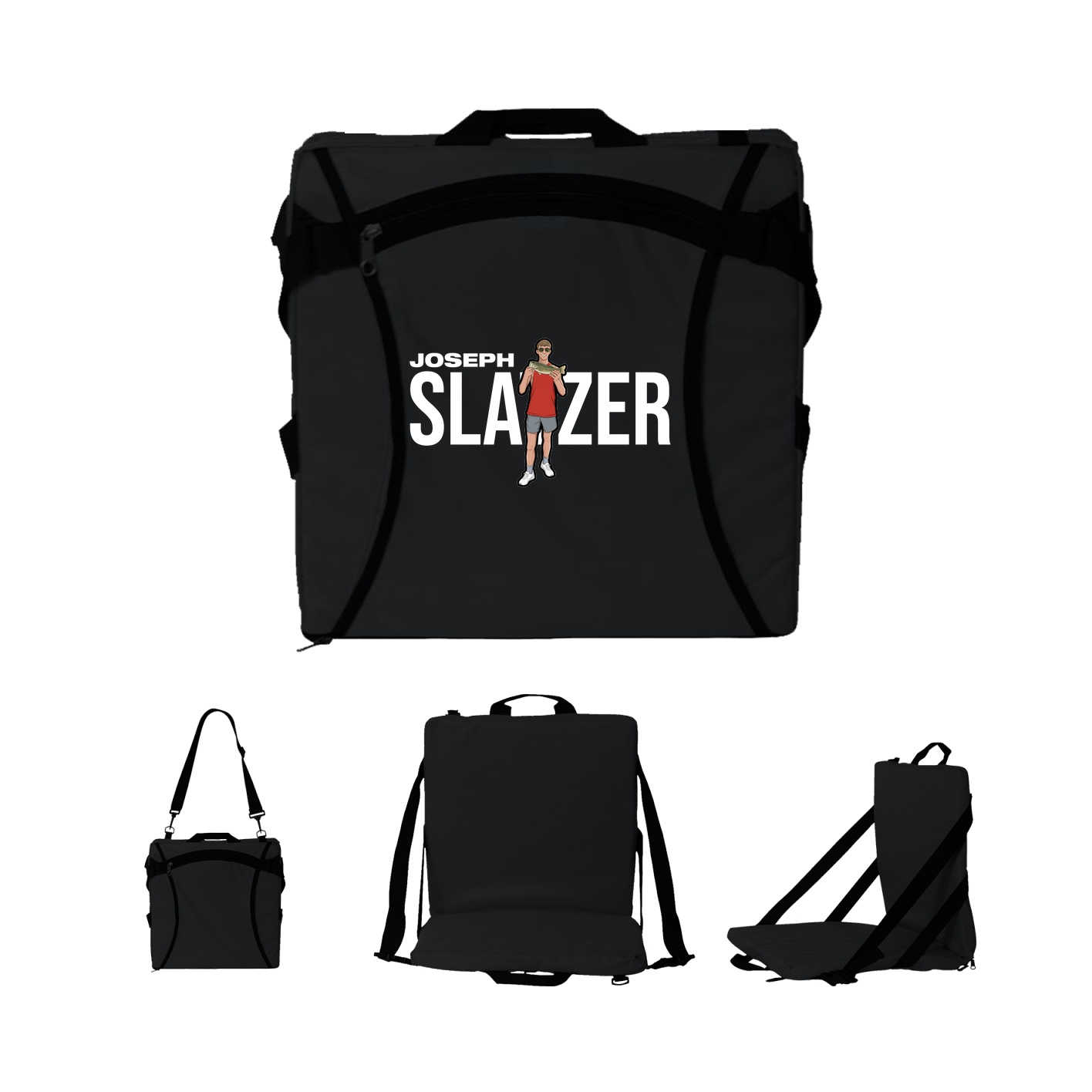 Folding Stadium Seat — Player Name in Black
