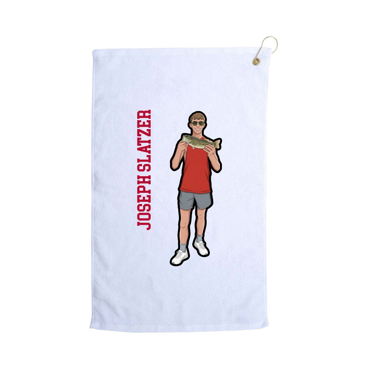 Golf Towel — Name Vertical in White