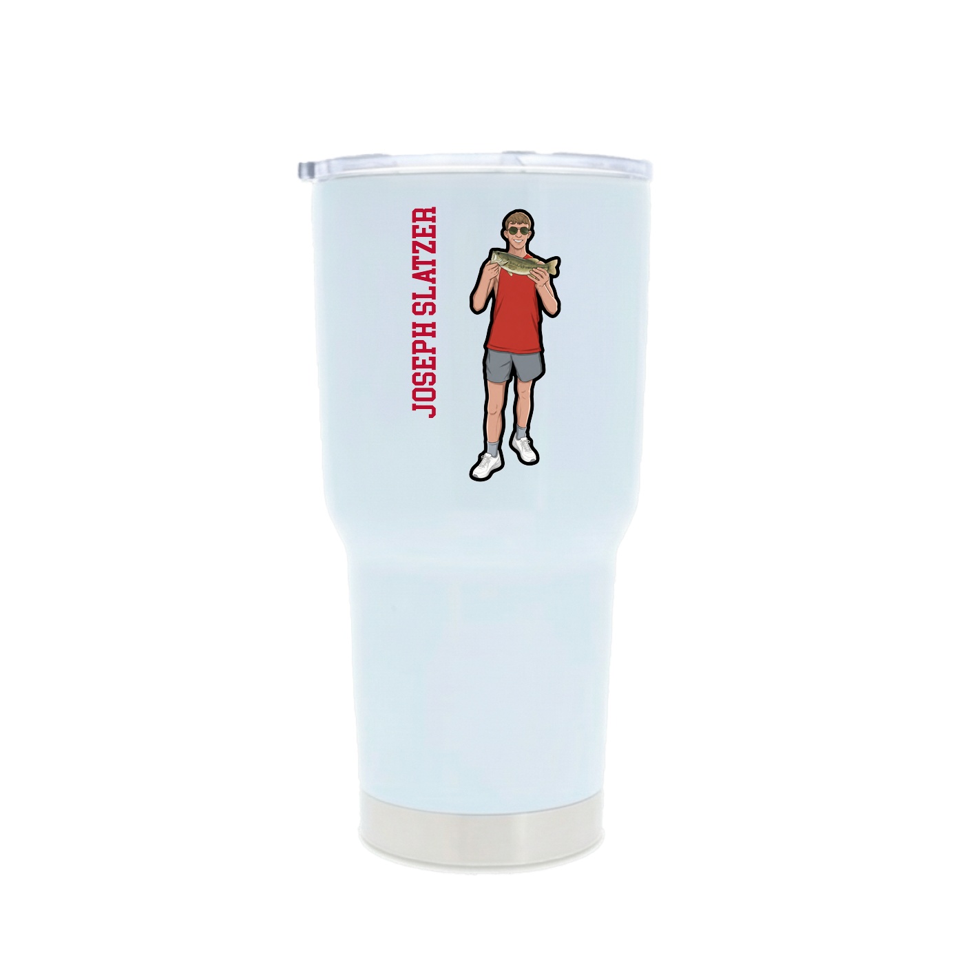 30oz Stainless Steel Tumbler — Name Vertical in White