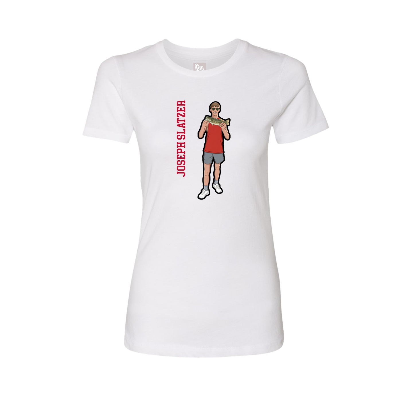 Fitted Women's Tee — Name Vertical in White