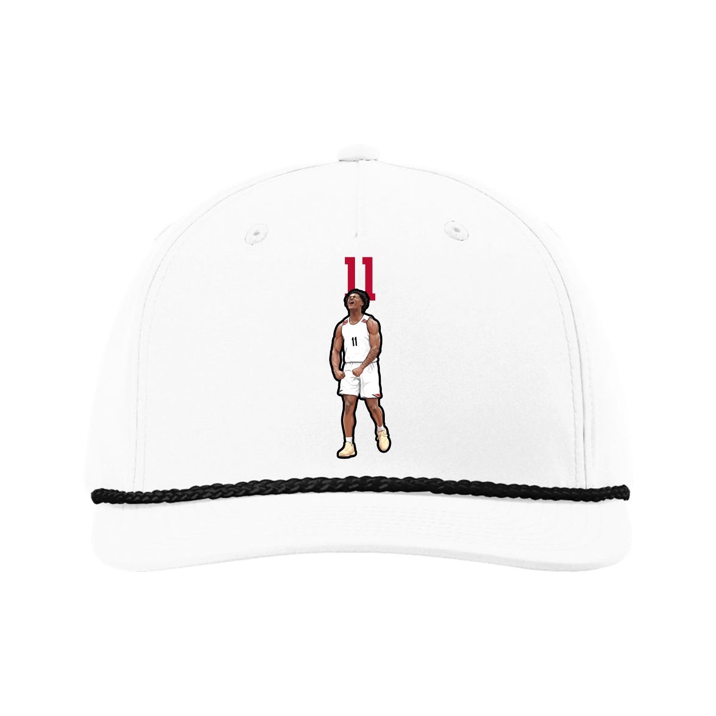 Five-Panel Classic Rope Cap — Number Top in White