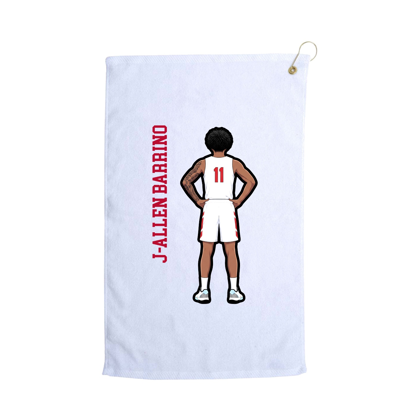 Golf Towel — Name Vertical in White