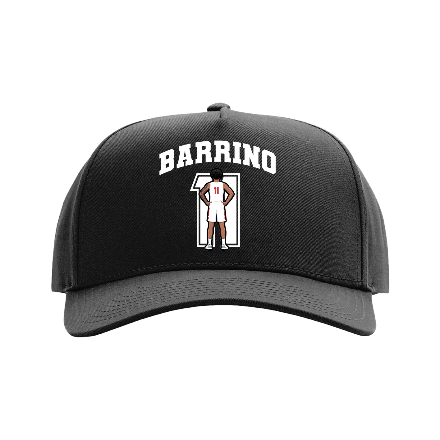 Full Fabric Five-Panel Champ Cap — Number in Black