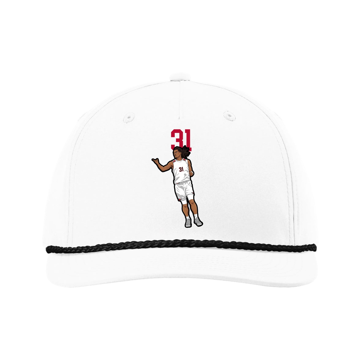 Five-Panel Classic Rope Cap — Number Top in White