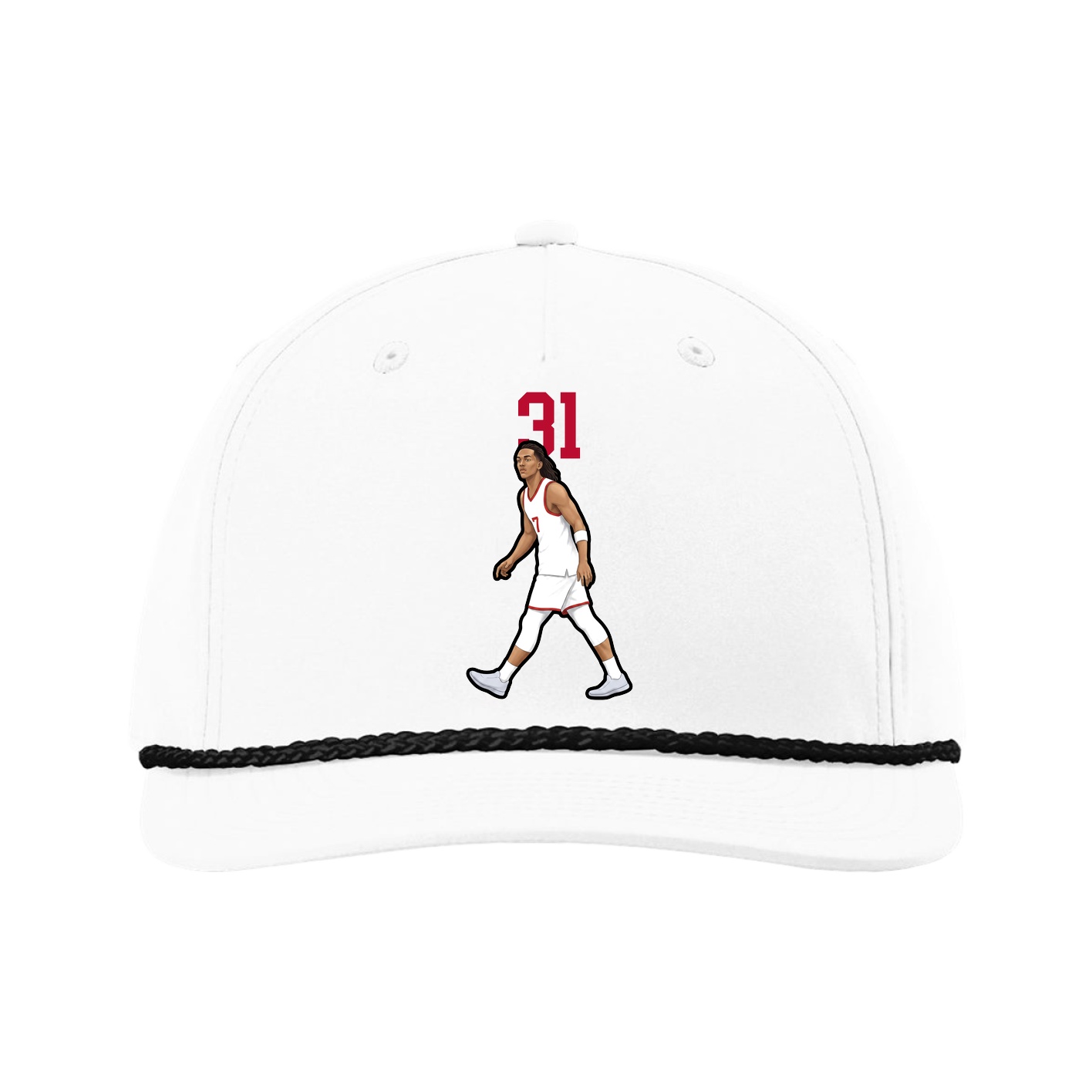 Five-Panel Classic Rope Cap — Number Top in White