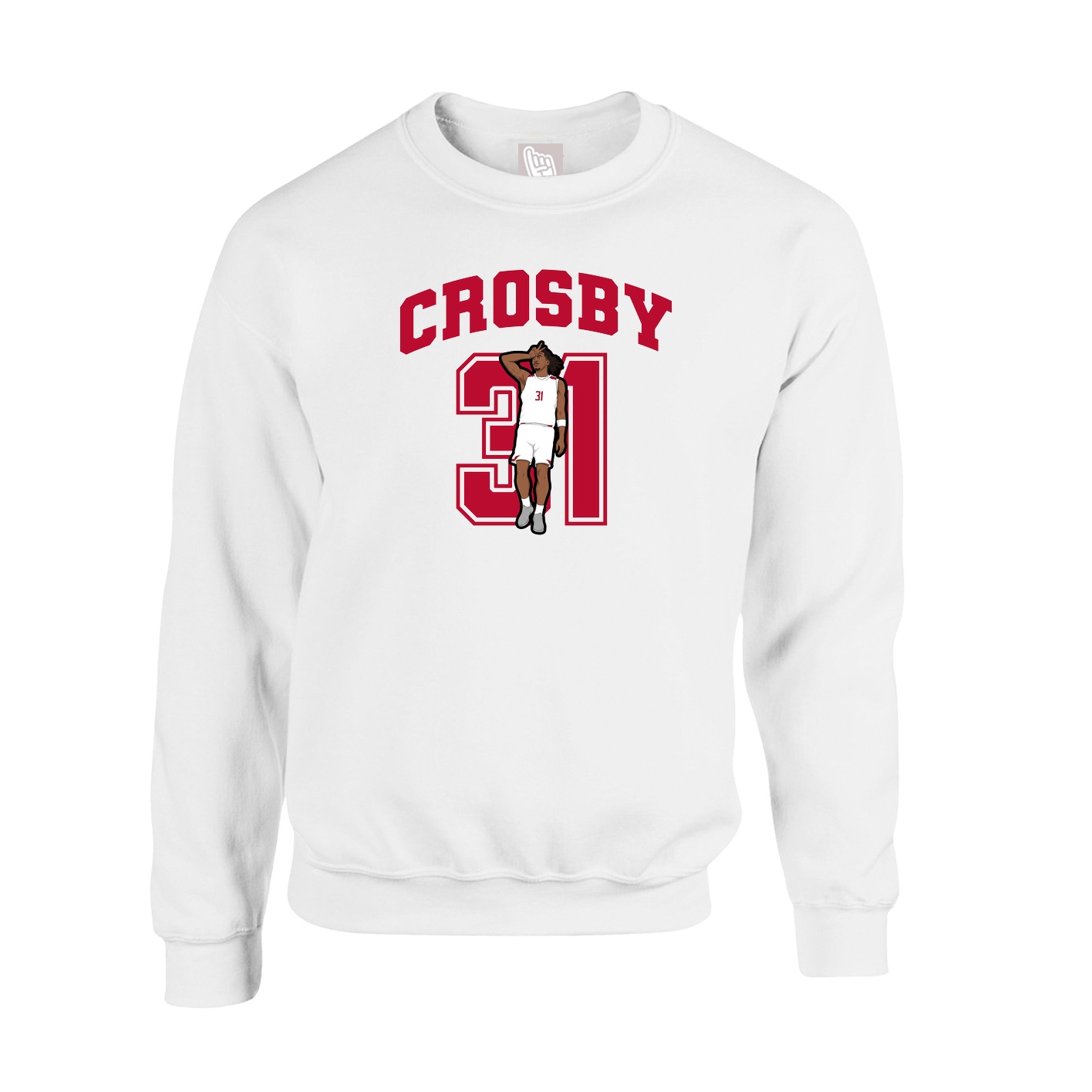 Fleece Crew — Number in White