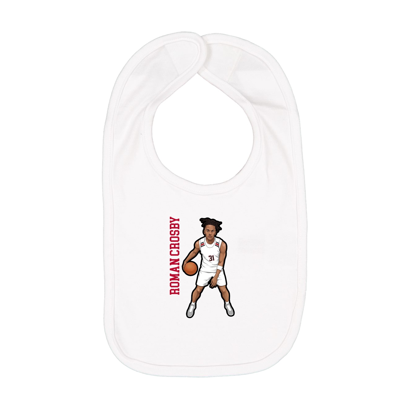 Infant Bib — Name Vertical in White